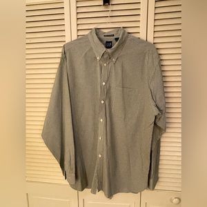 Men’s. GAP. Dress shirt. XL. Button down. Green check. Two Ply poplin.